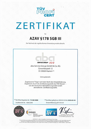 Zertifikat Tüv Profi